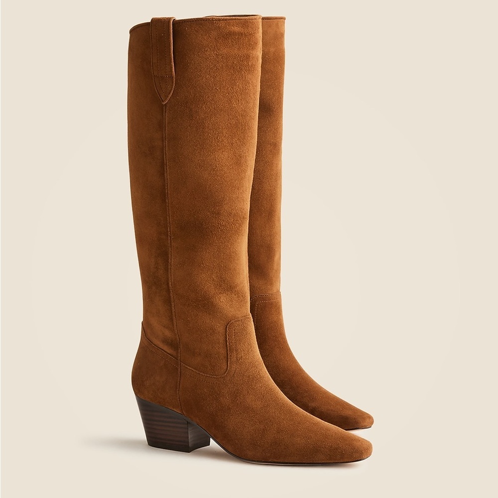 J Crew Piper square-toe knee-high boots in suede CM921